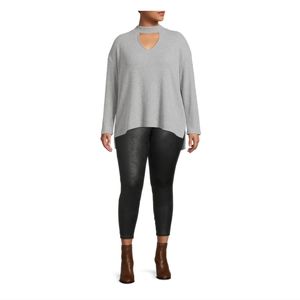 Terra& Sky shiny black leggings size 3x 24w-26w